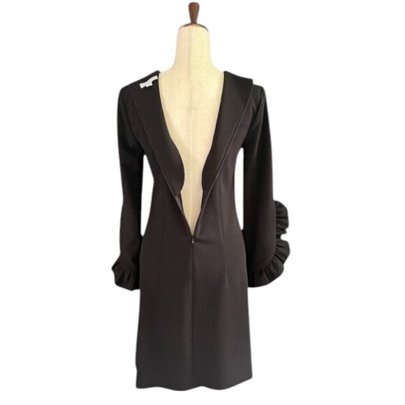 Katherine Barclay Black Bodycon Knee Length Long Ruffle Sleeves Dress Small EUC - Picture 12 of 14
